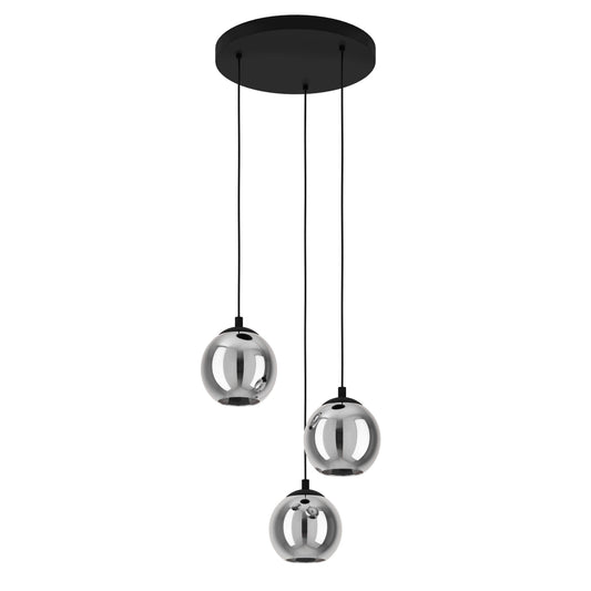 Suspension ARISCANI E27 3X40W en acier noir D425mm
