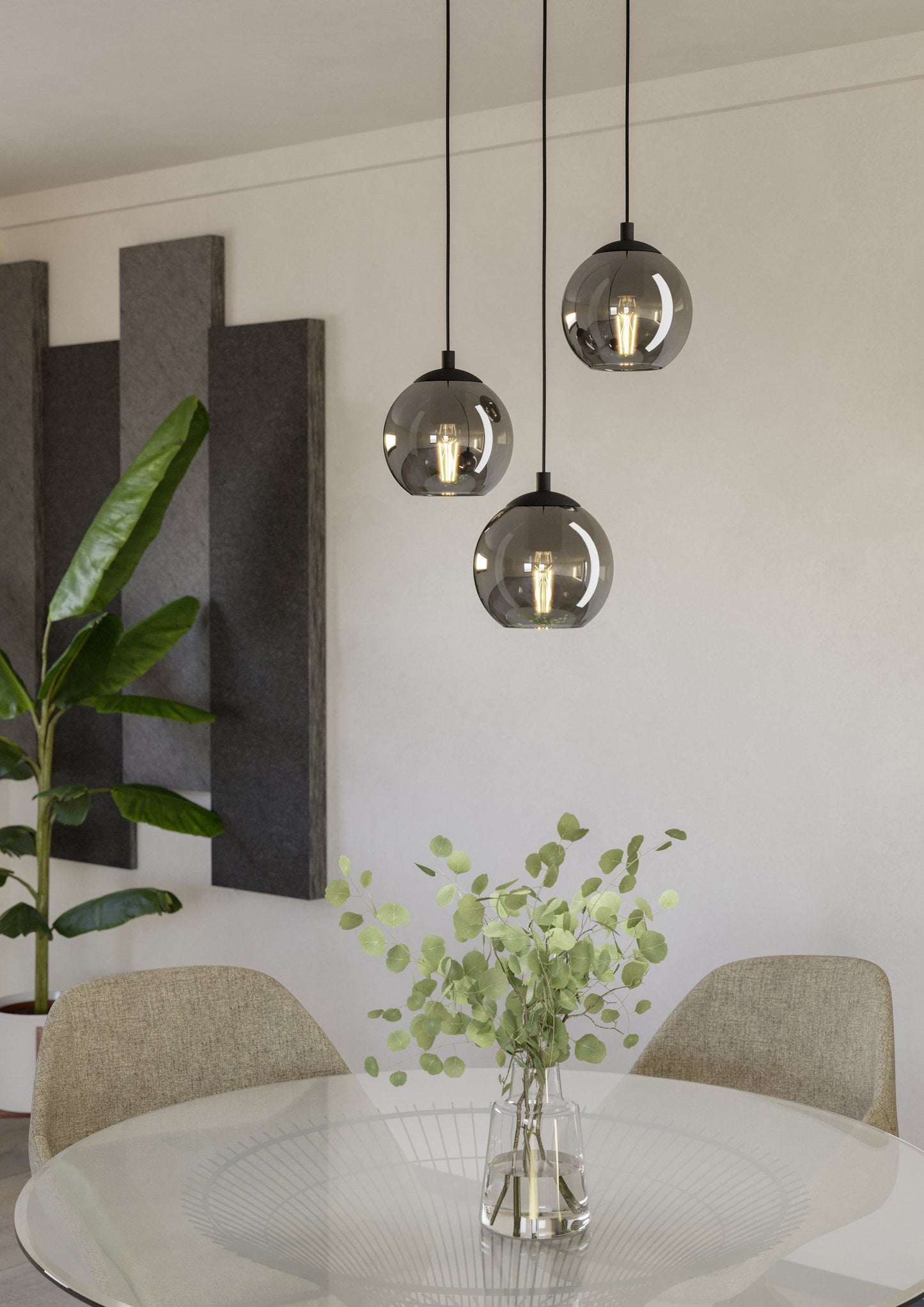 Suspension ARISCANI E27 3X40W en acier noir D425mm