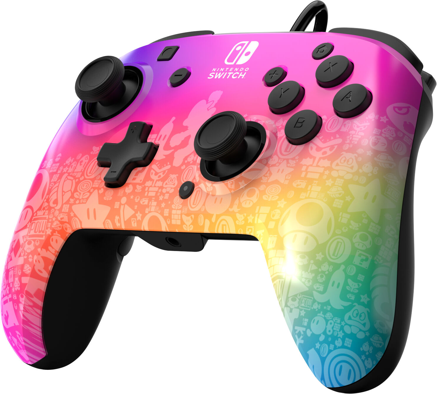 Manette filaire Switch REMATCH Super Mario Star Spectrum design gaming coloré
