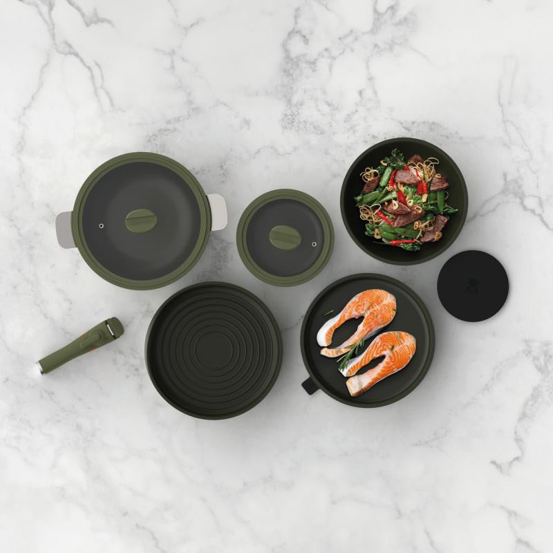 MASTERPRO Batterie de cuisine antiadhésive SHARE PLAY 10 pièces vert