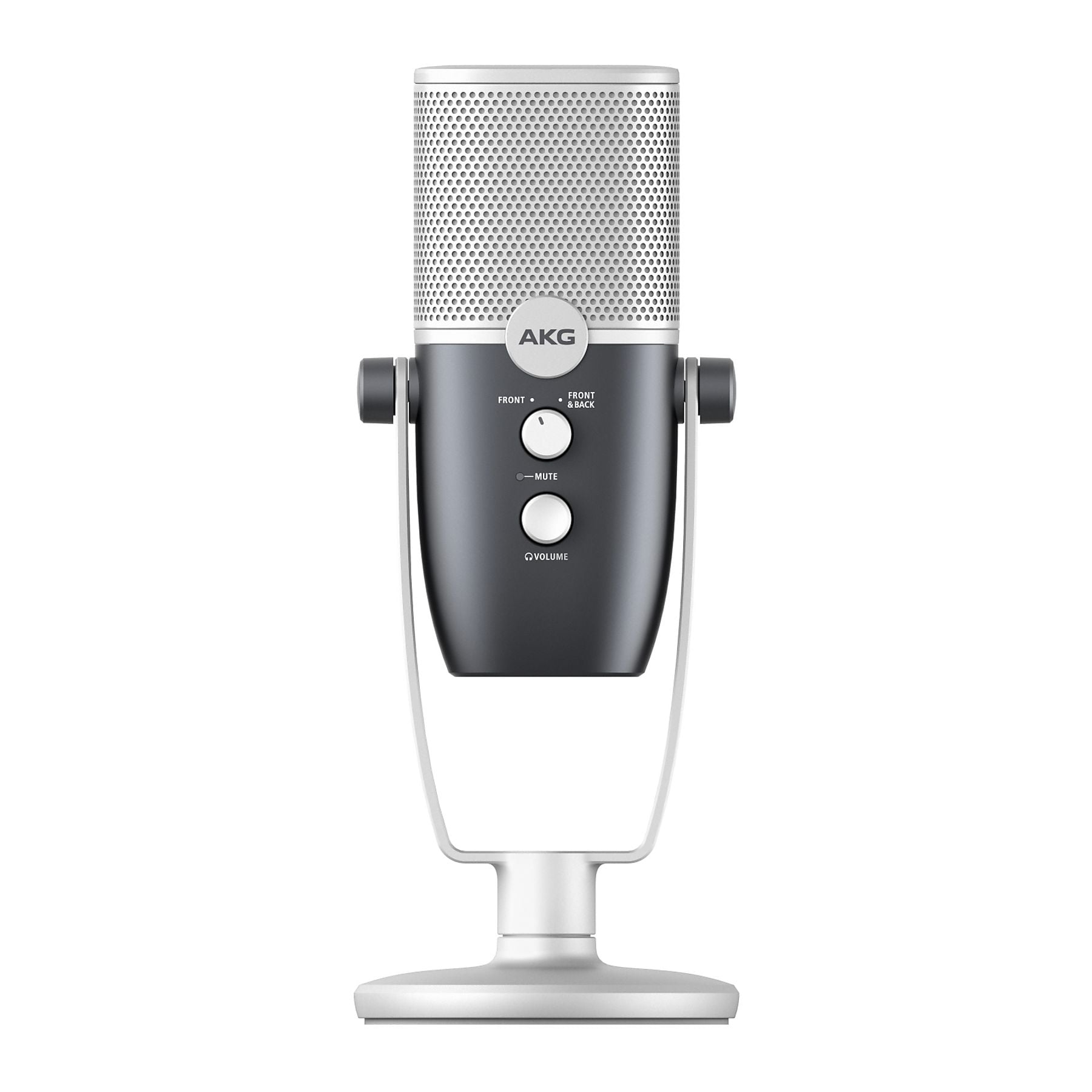 "Vue de face du microphone à condensateur AKG Pro Audio Ara avec câble USB-C"
