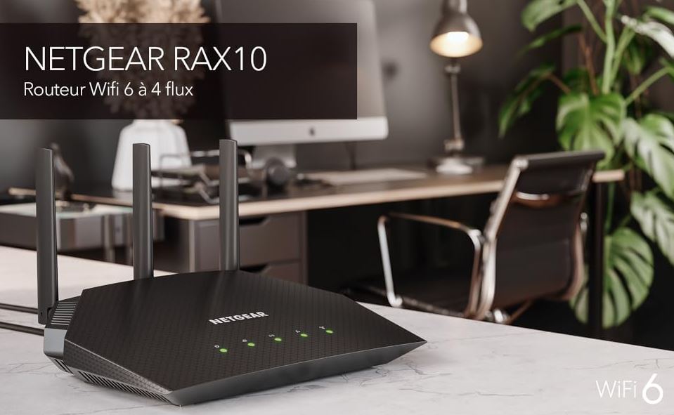 Netgear AX1800 WiFi 6 Router RAX10 Noir
