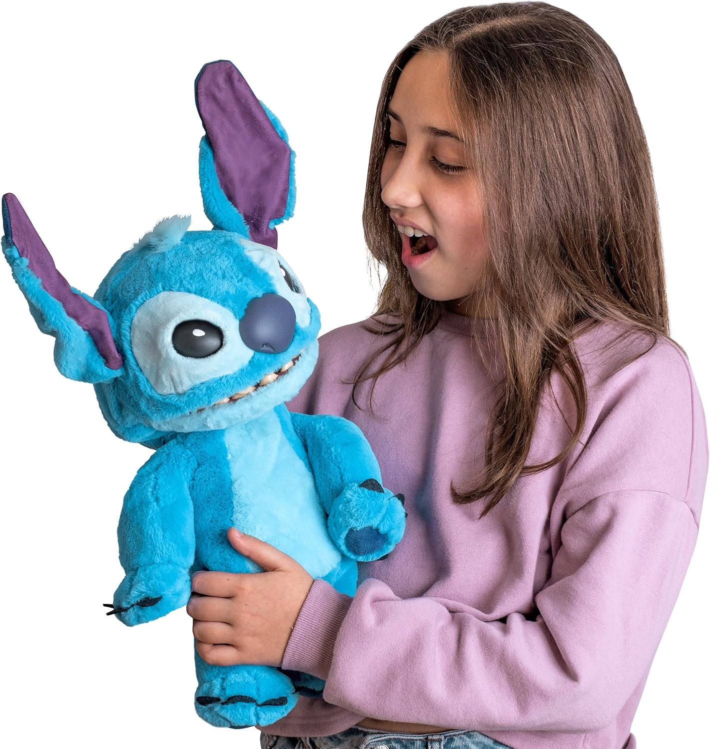 Peluche Stitch RealFX Disney grande taille 45 cm idéale pour les câlins avec texture douce et format réaliste